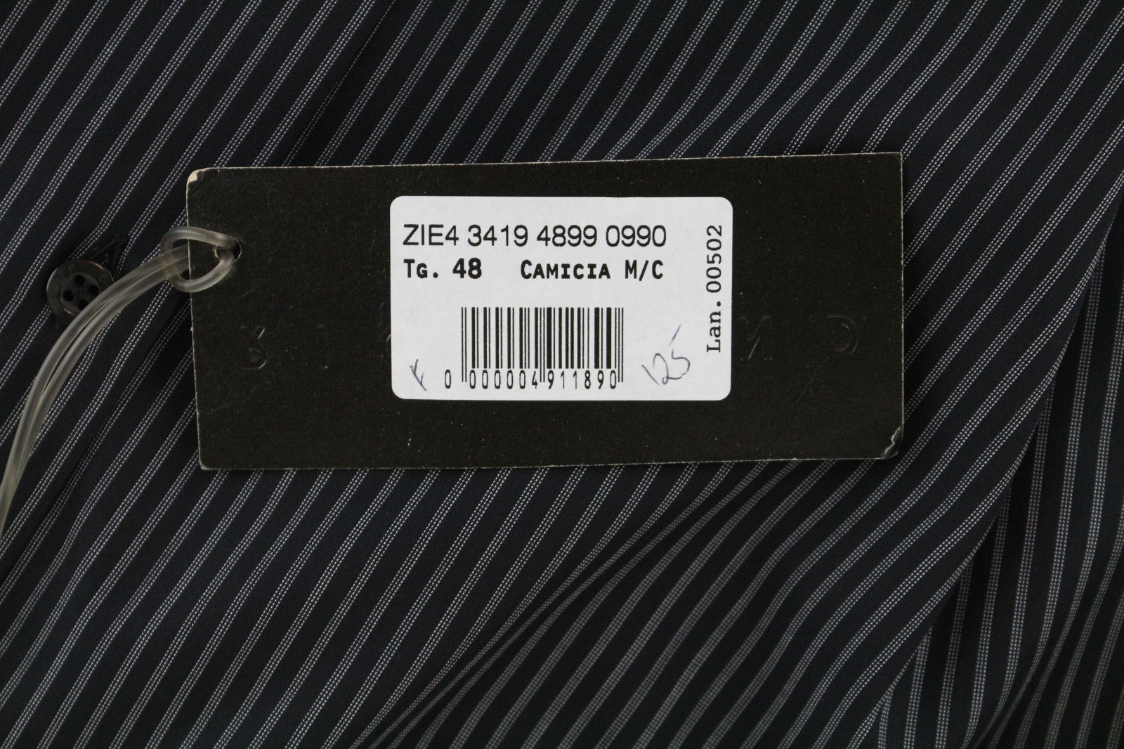 RICHMOND  Men Shirt 48 Navy Pure Cotton Striped Short Sleeved Button-Up