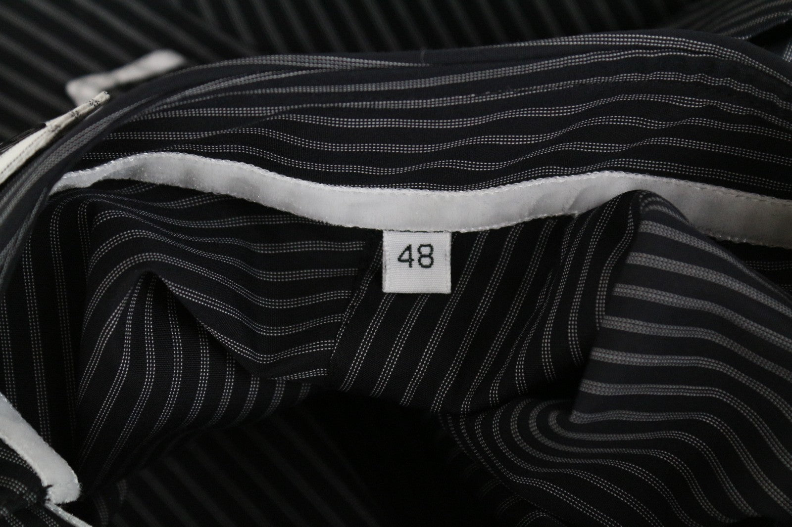 RICHMOND  Men Shirt 48 Navy Pure Cotton Striped Short Sleeved Button-Up