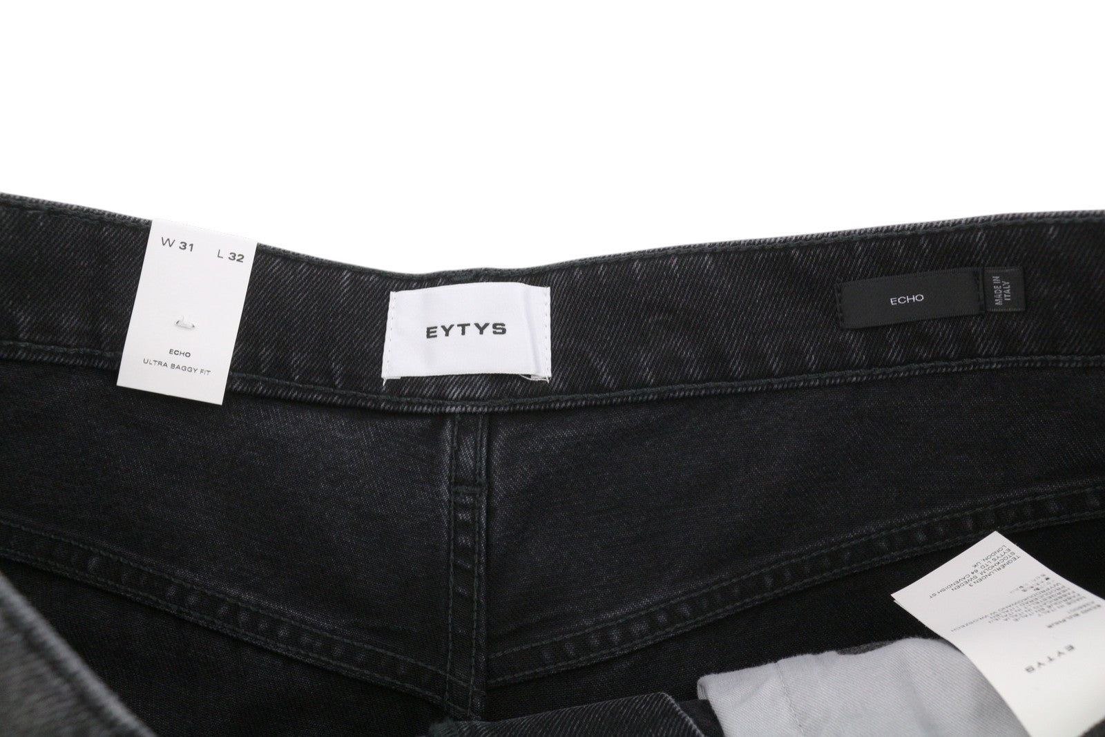 EYTYS Echo Sulphur Ultra Baggy Fit Men Jeans W31/L32 Black Faded Unisex RRP370