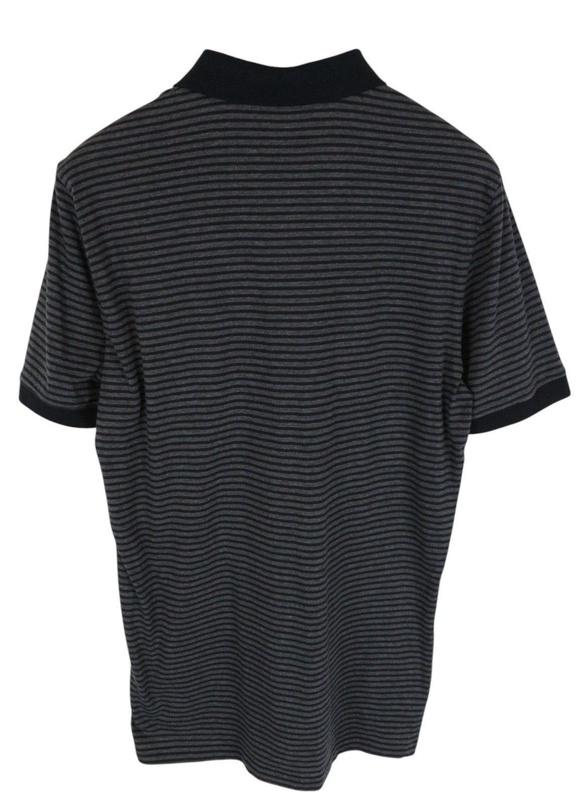RICHMOND  Men T-Shirt L Grey Pure Cotton Striped Short Sleeved Pins Polo