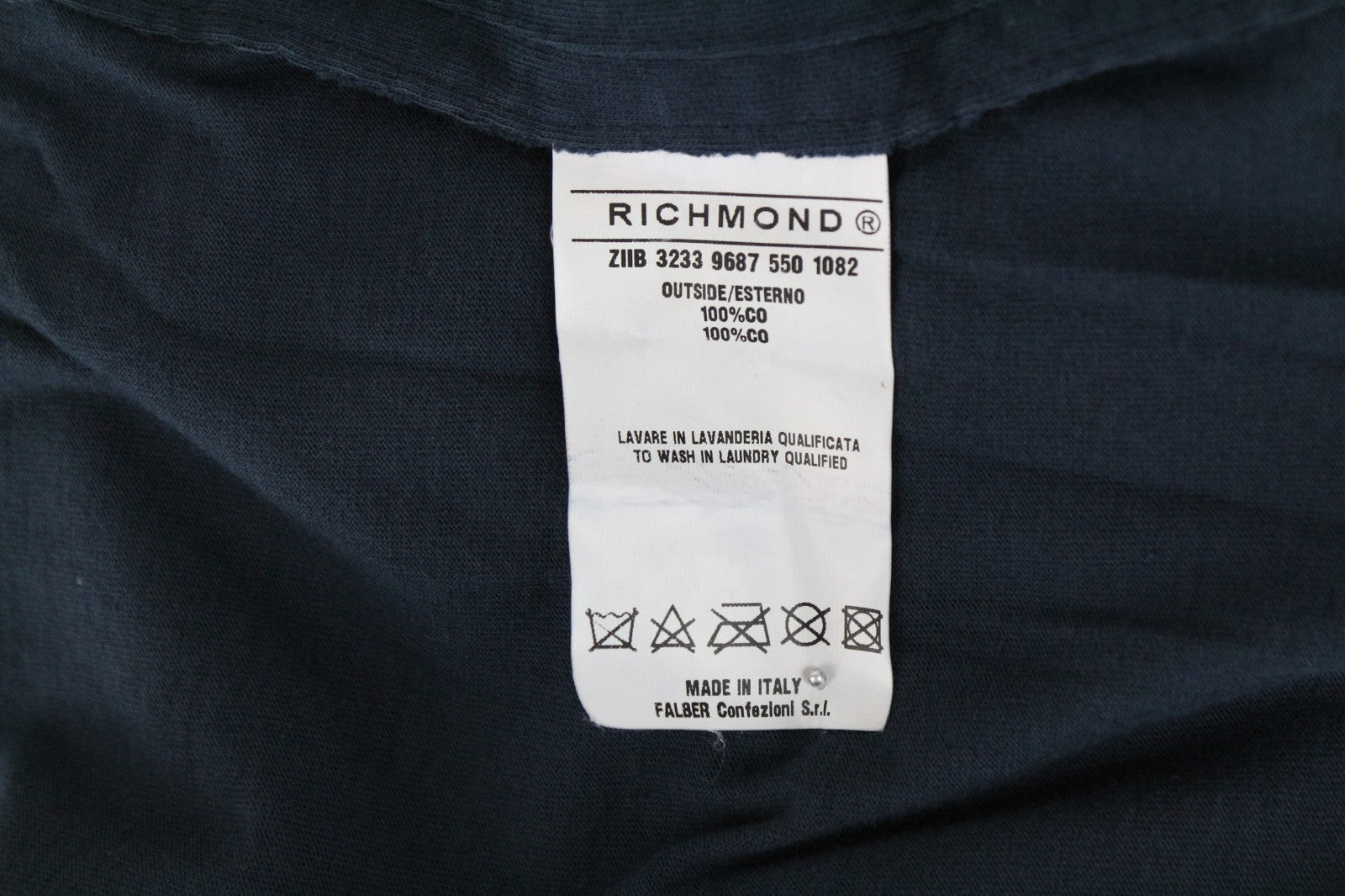 RICHMOND  Men T-Shirt L Casual Blue Pure Cotton Short Sleeve Logo Pull On