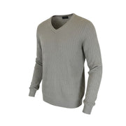 RICHMOND  Men Sweatshirt 50 Grey Linen Blend V-Neck Long Sleeved Pull On