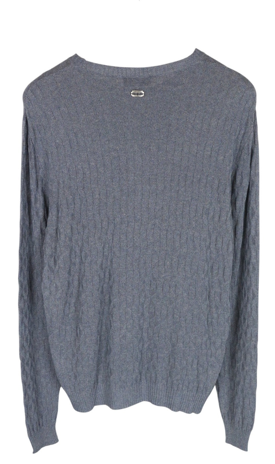 RICHMOND  Men Sweatshirt 50 Blue Linen Blend V-Neck Long Sleeved Pull On