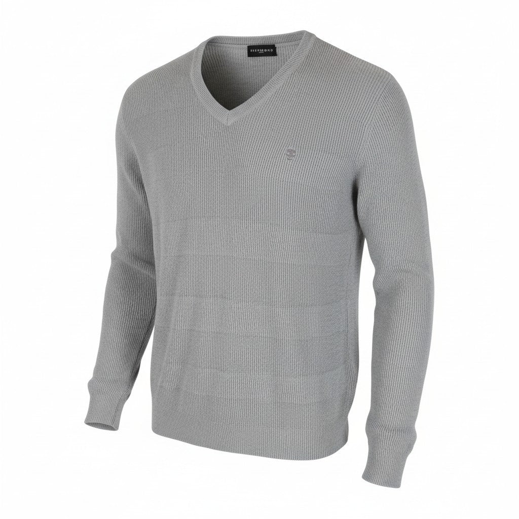 RICHMOND  Men Sweatshirt 50 Grey Pure Cotton Long Sleeved V-neck Pull On