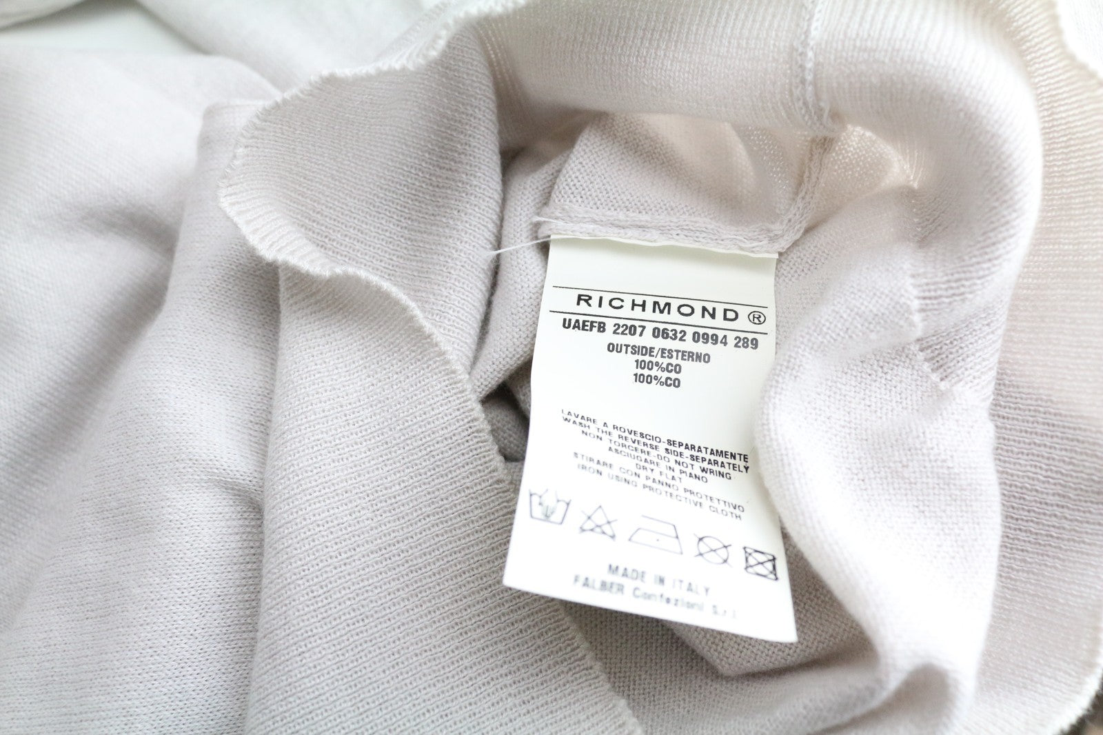 RICHMOND  Men Sweatshirt 50 Beige Pure Cotton Long Sleeved Casual Pull On