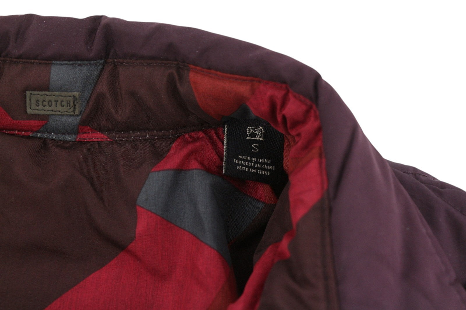 SCOTCH & SODA Men Jacket S Burgundy Patterned Quilted Padded Snap Buttons