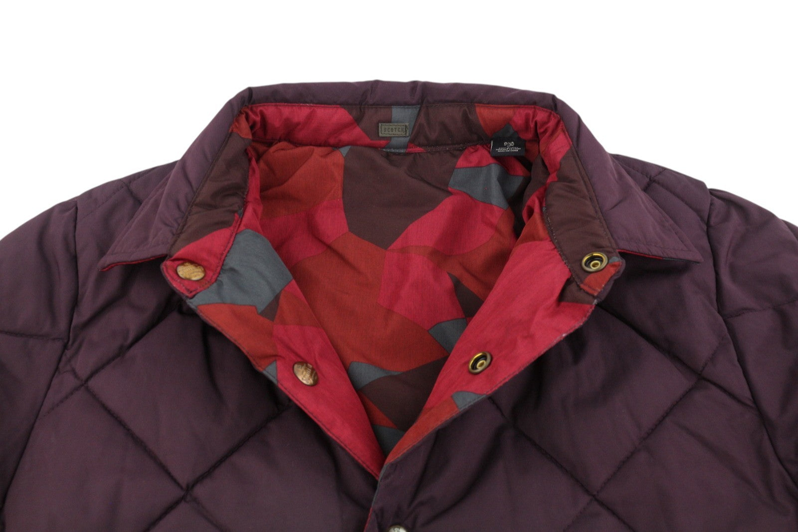 SCOTCH & SODA Men Jacket S Burgundy Patterned Quilted Padded Snap Buttons