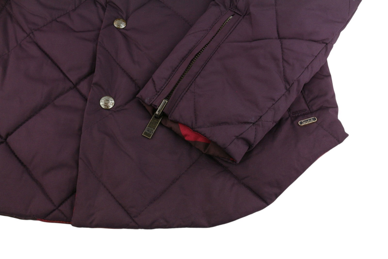 SCOTCH & SODA Men Jacket S Burgundy Patterned Quilted Padded Snap Buttons