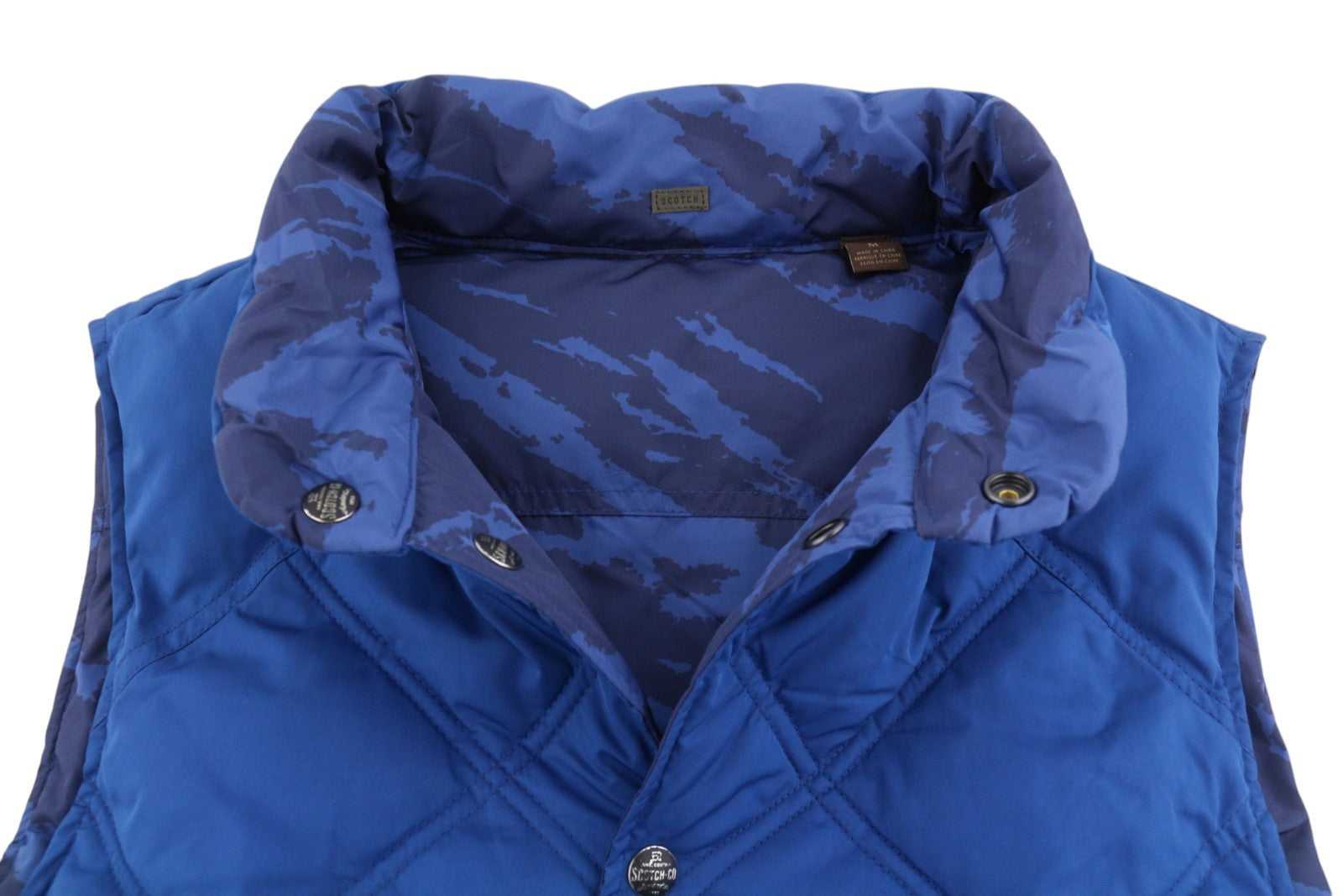 SCOTCH & SODA Men Waistcoat M Blue Two-Tone Camouflage Reversible Quilted