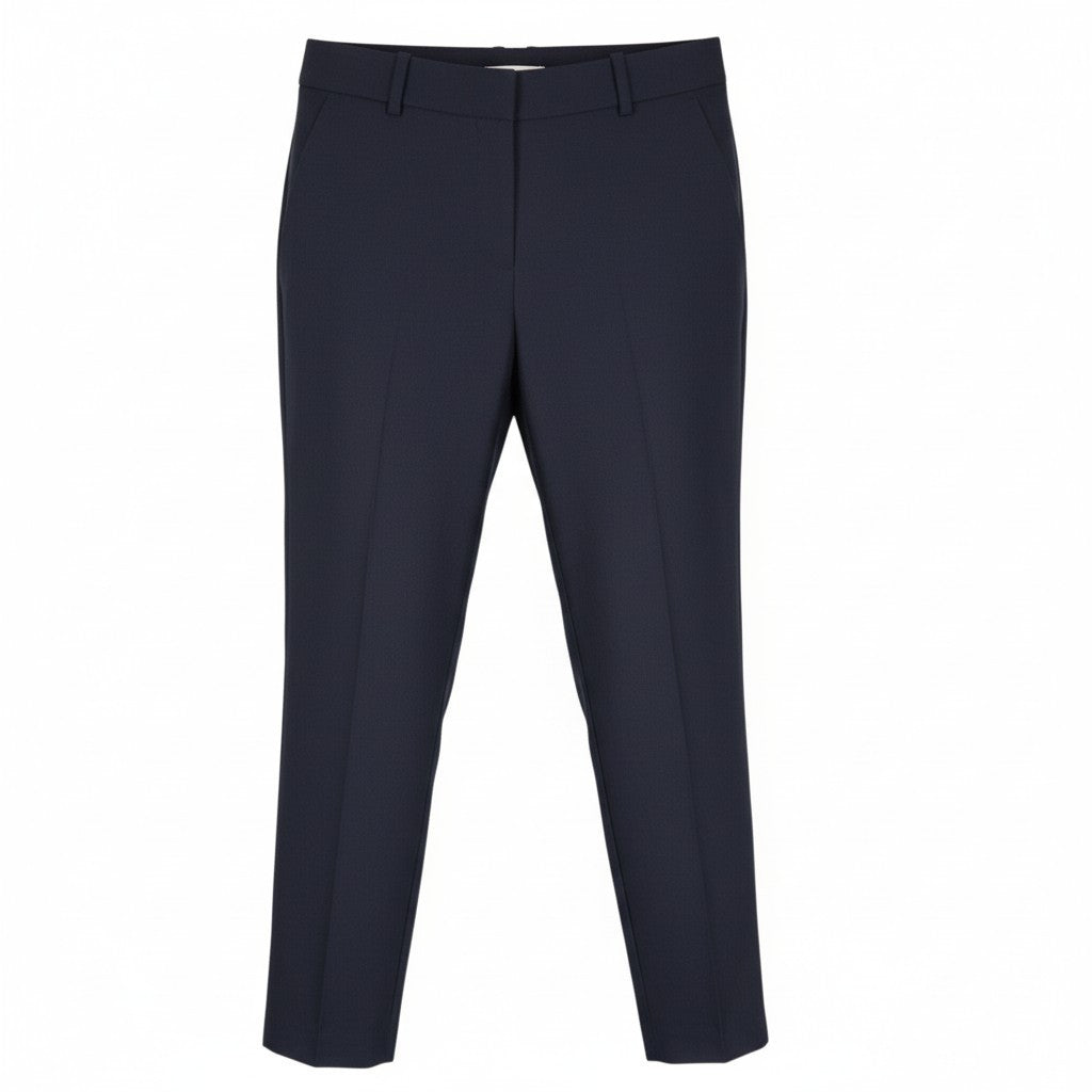 SUISTUDIO Lucian Women Trousers EU34R Navy Wool Silk Pleated Front Classic