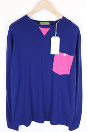 SCOTCH & SODA Ams Couture Men T-Shirt ~XL Blue Long Sleeved Pocketed Pull On