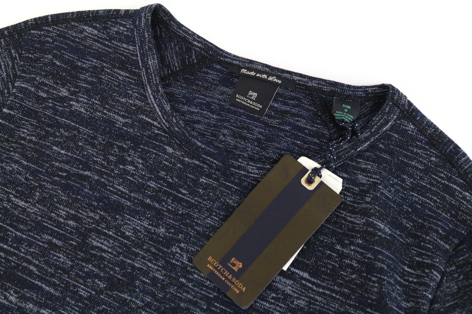 SCOTCH & SODA Ams Couture Men T-Shirt S Navy Short Sleeve Cotton Blend Stretch