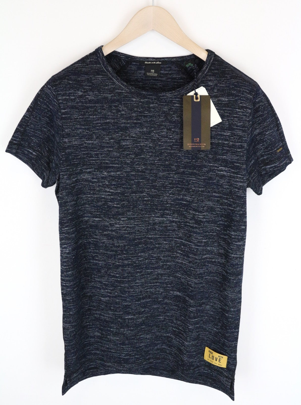 SCOTCH & SODA Ams Couture Men T-Shirt S Navy Short Sleeved Cotton Blend Stretch