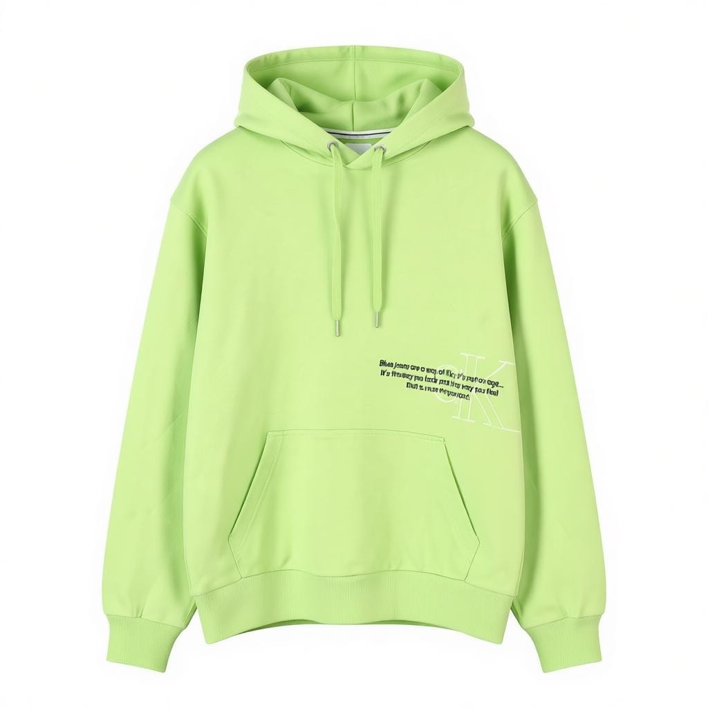 CALVIN KLEIN Men Hoodie S Jaded Green Logo Kangaroo Pocket Hooded Pull On