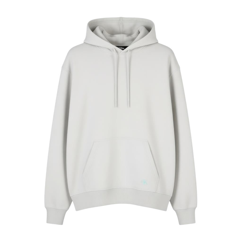 CALVIN KLEIN Men Hoodie XL Lunar Rock Grey Kangaroo Pocket Logo Back Pull On