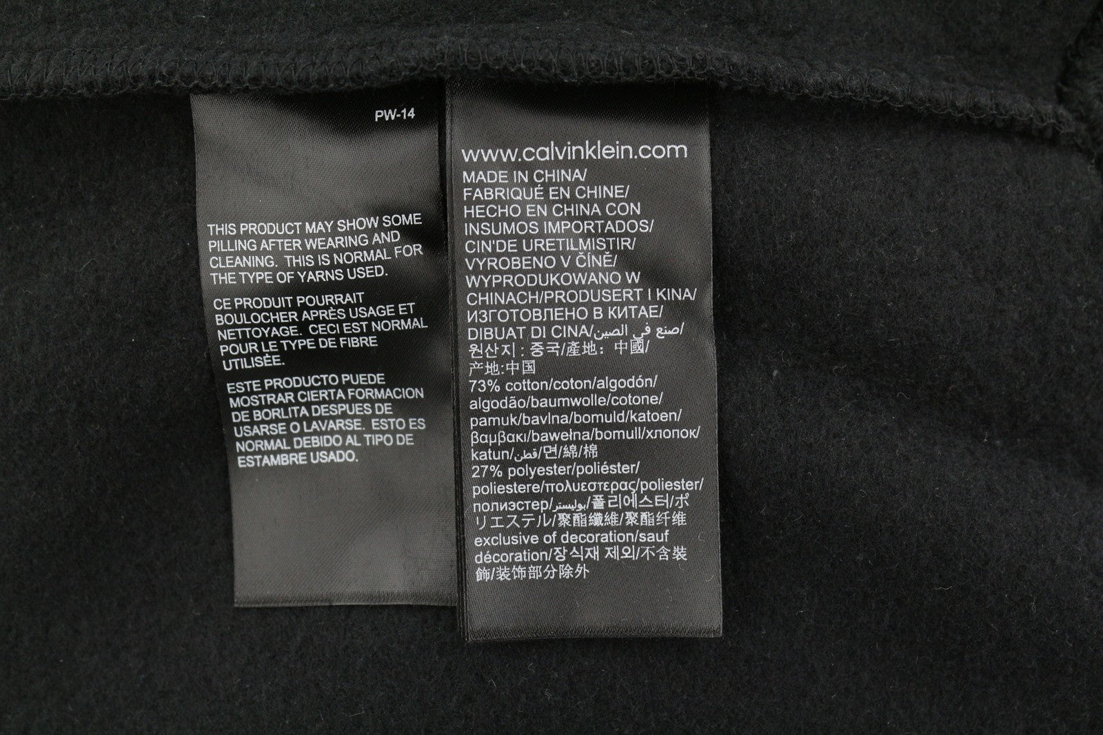 CALVIN KLEIN Men Hoodie L Black Loose Oversized Kangaroo Pocket Hooded Pull On