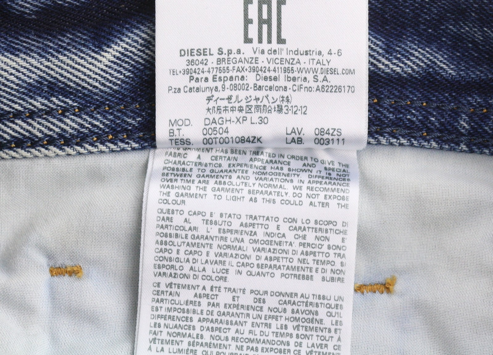 DIESEL Dagh-XP 084ZS Men Jeans W29/L30 Blue Distress Ripped Regular Straight