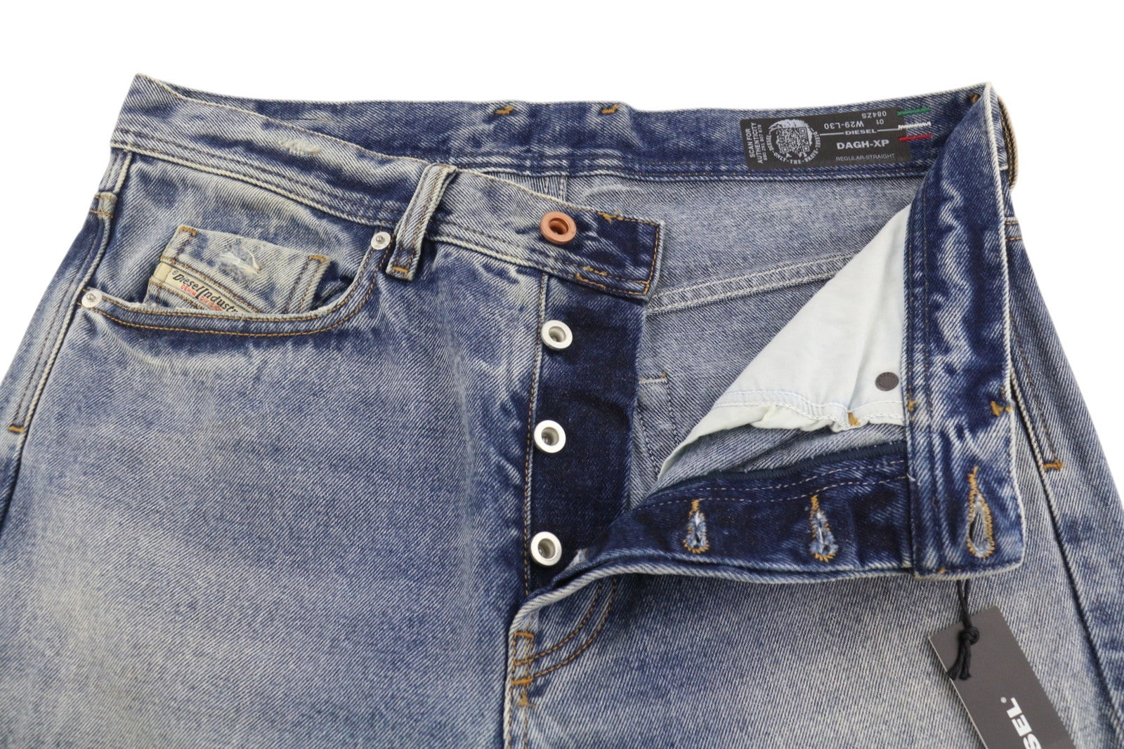 DIESEL Dagh-XP 084ZS Men Jeans W29/L30 Blue Distress Ripped Regular Straight