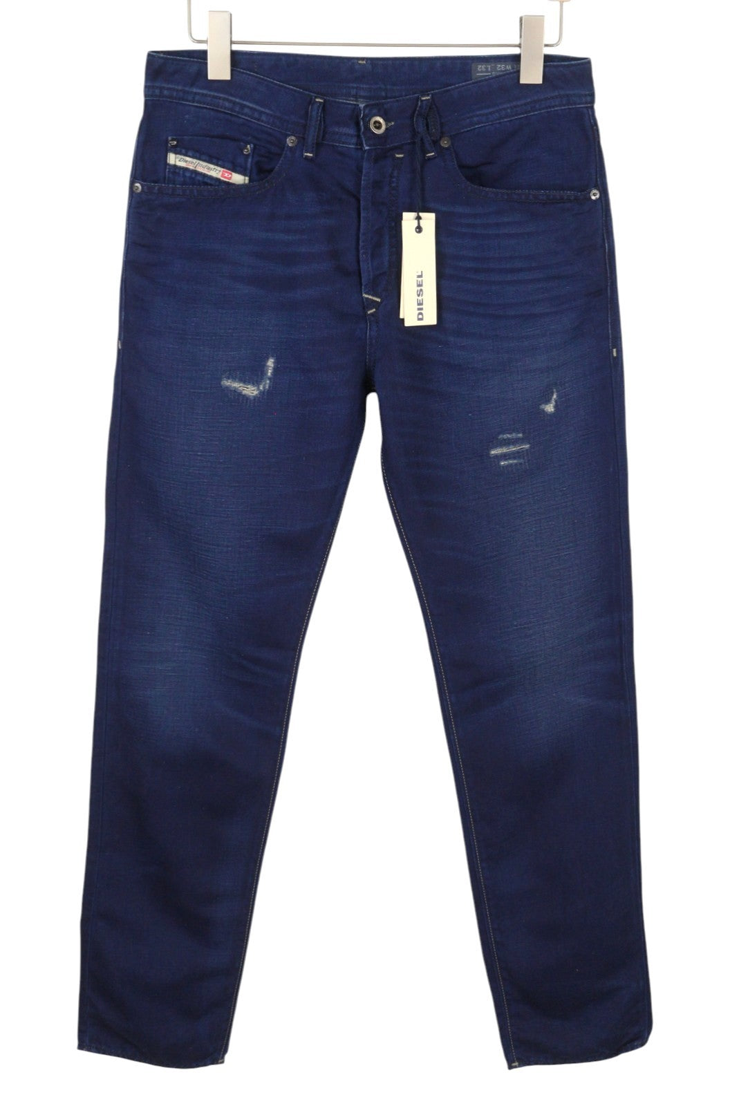 DIESEL Buster 0665T Men Jeans W32/L32 Blue Faded Distress Regular Slim Tapered