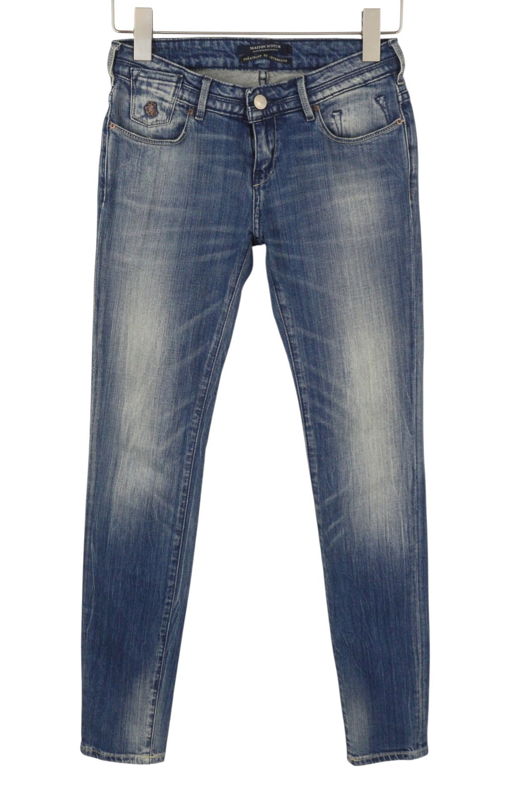 MAISON SCOTCH La Parisienne Women Jeans W25/L32 Blue Whiskers Faded Skinny Fit