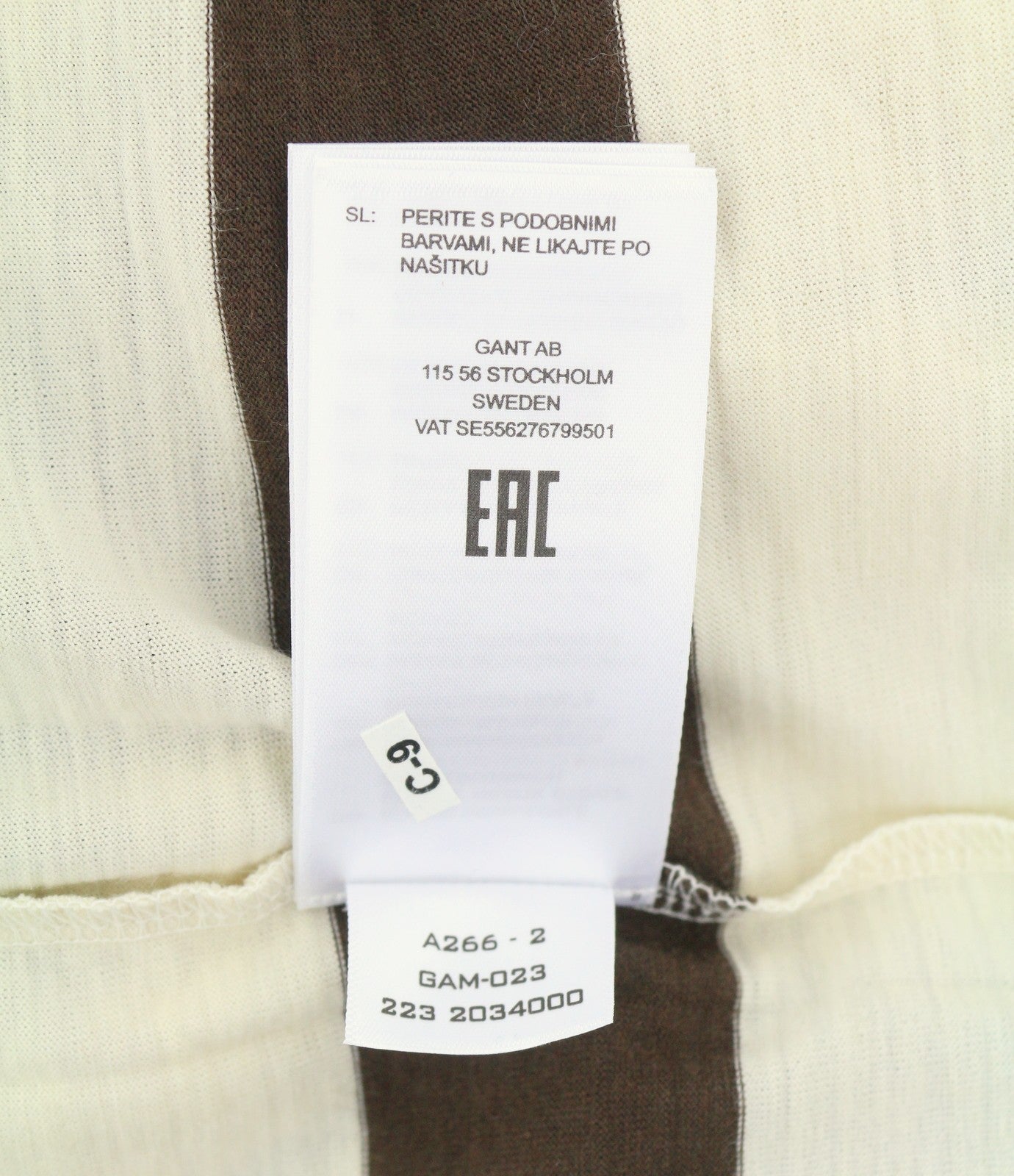 GANT Wool Jersey Men T-Shirt XL Cream Crew Neck Stretch Long Sleeve Tee Logo