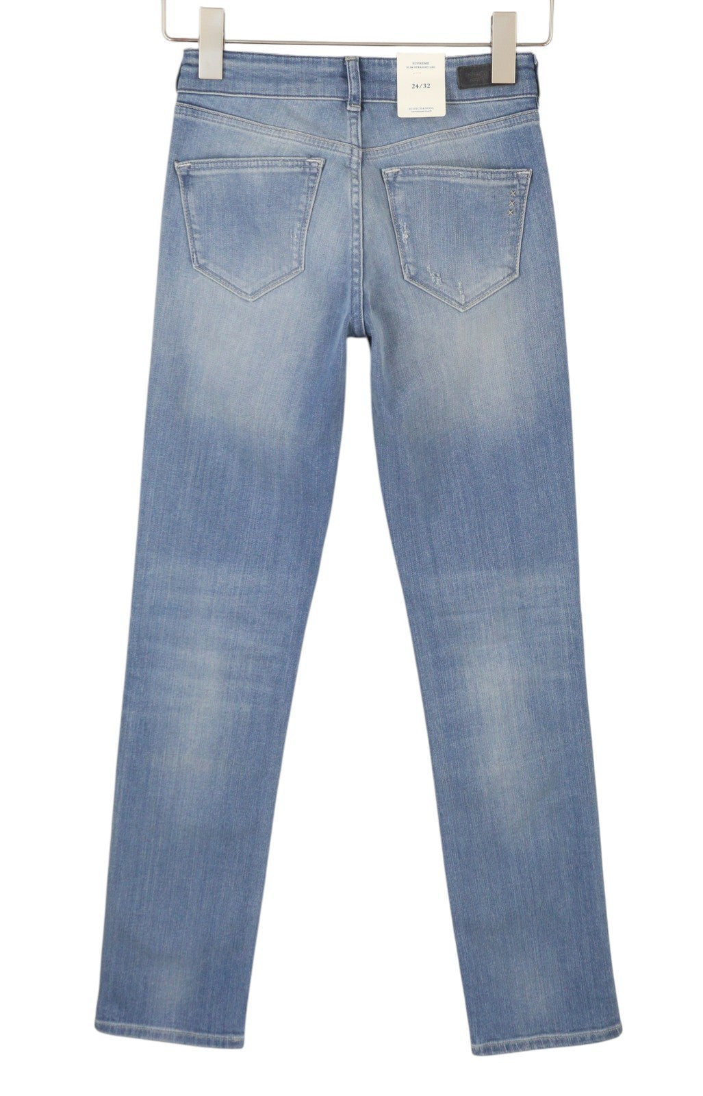 SCOTCH & SODA Supreme Slim Straight Leg Women Jeans W24/L32 Blue Faded Distress