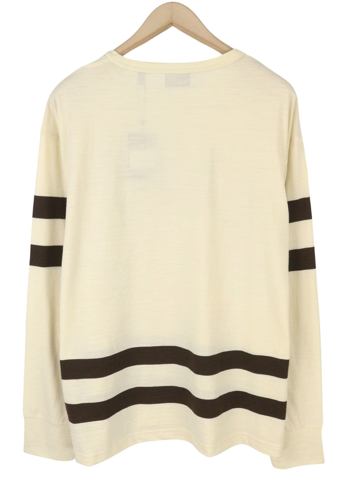 GANT Wool Jersey Men T-Shirt 2XL Cream Crew Neck Stretch Long Sleeve Tee Logo