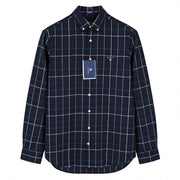 GANT Tech Prep Oxford Check Men Shirt M Navy Button-Down Neck Casual Shirt