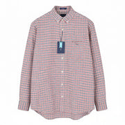 GANT Oxford Tattersall Men Shirt L Equestrian Red Button-Down Pocket Shirt