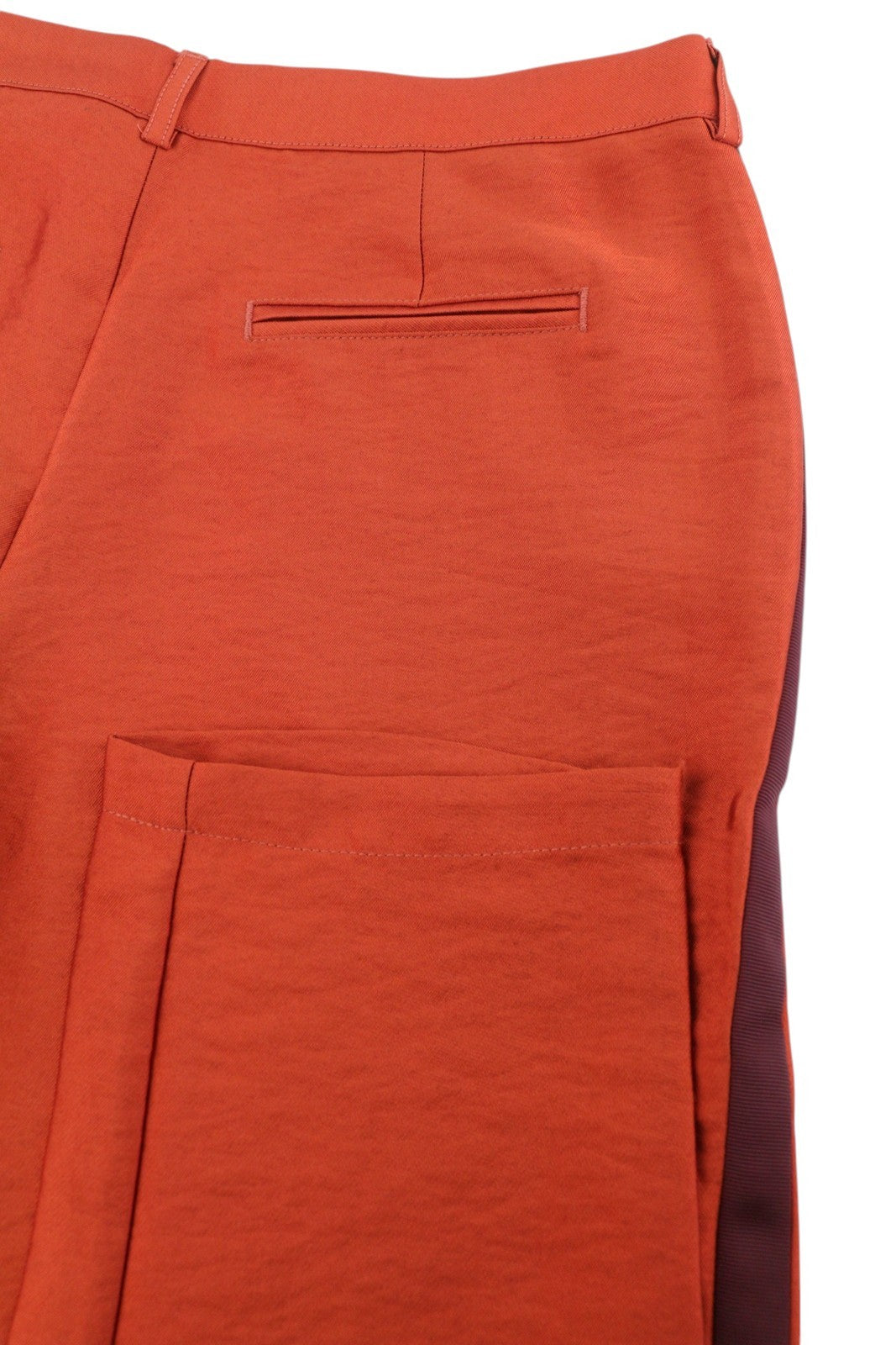 MAISON SCOTCH Women Trousers S Orange Shiny Look Sideline Zipper Slim Fit