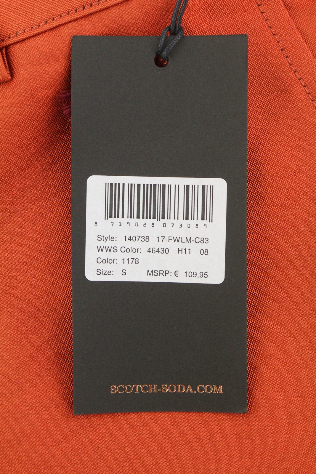 MAISON SCOTCH Women Trousers S Orange Shiny Look Sideline Zip Fly Slim Fit