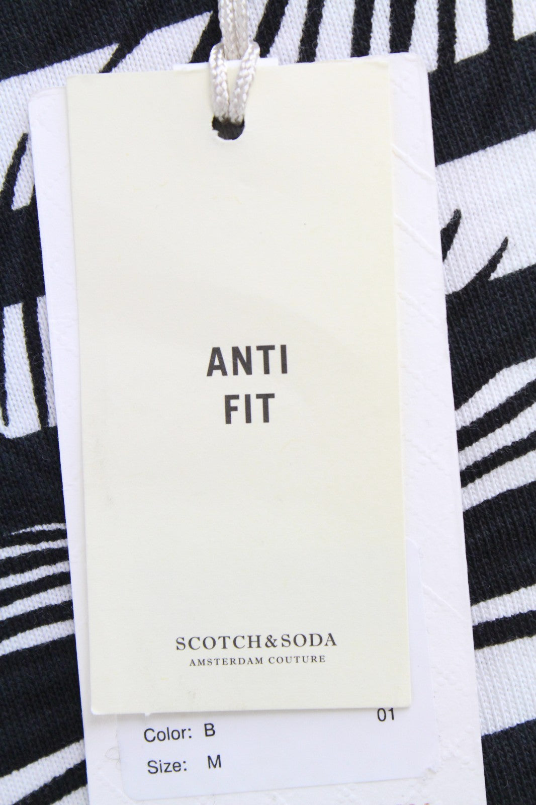 SCOTCH & SODA Ams Couture Men T-Shirt M Black Cotton Anti Fit Striped Pattern