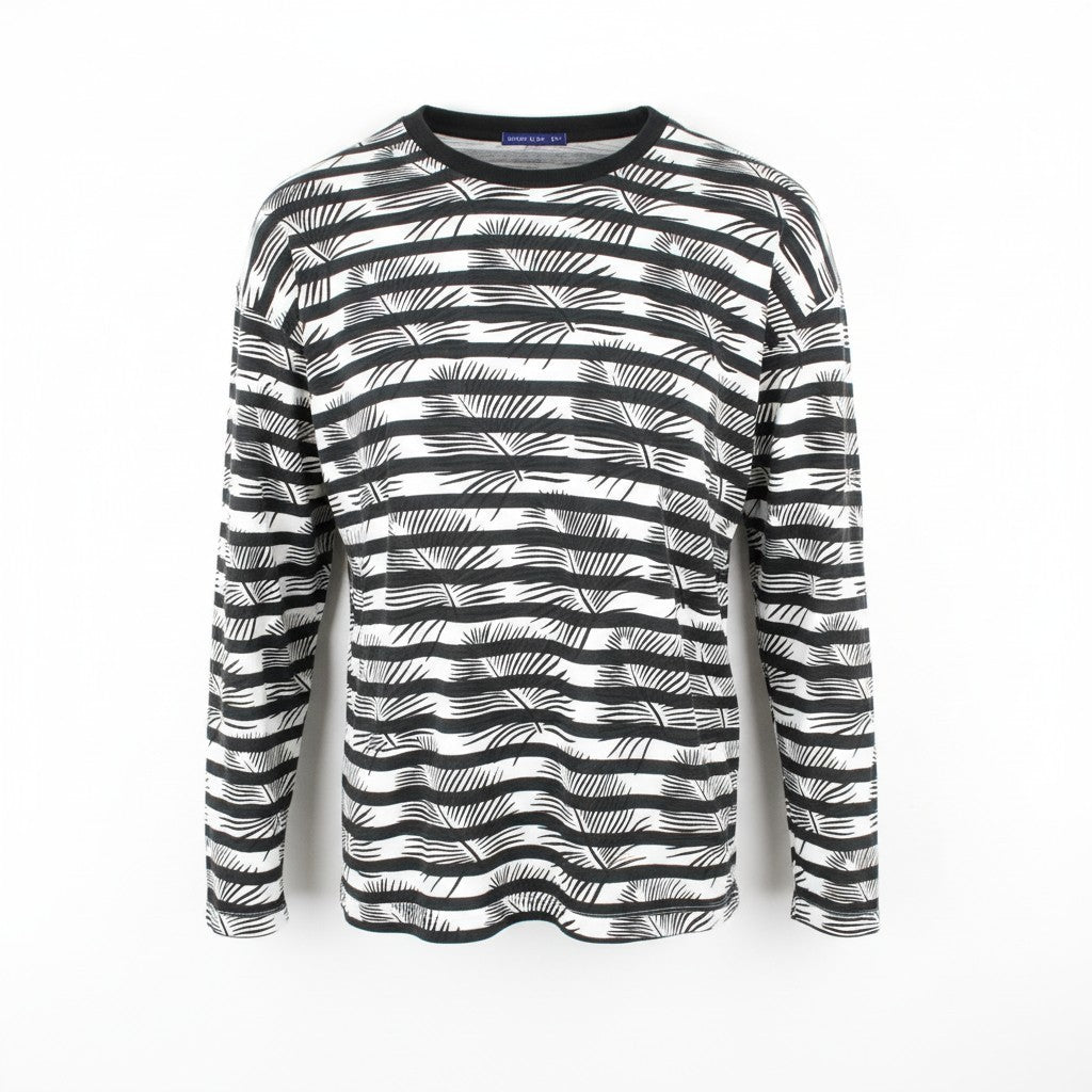 SCOTCH & SODA Ams Couture Men T-Shirt M Black Cotton Anti Fit Stripe Pattern