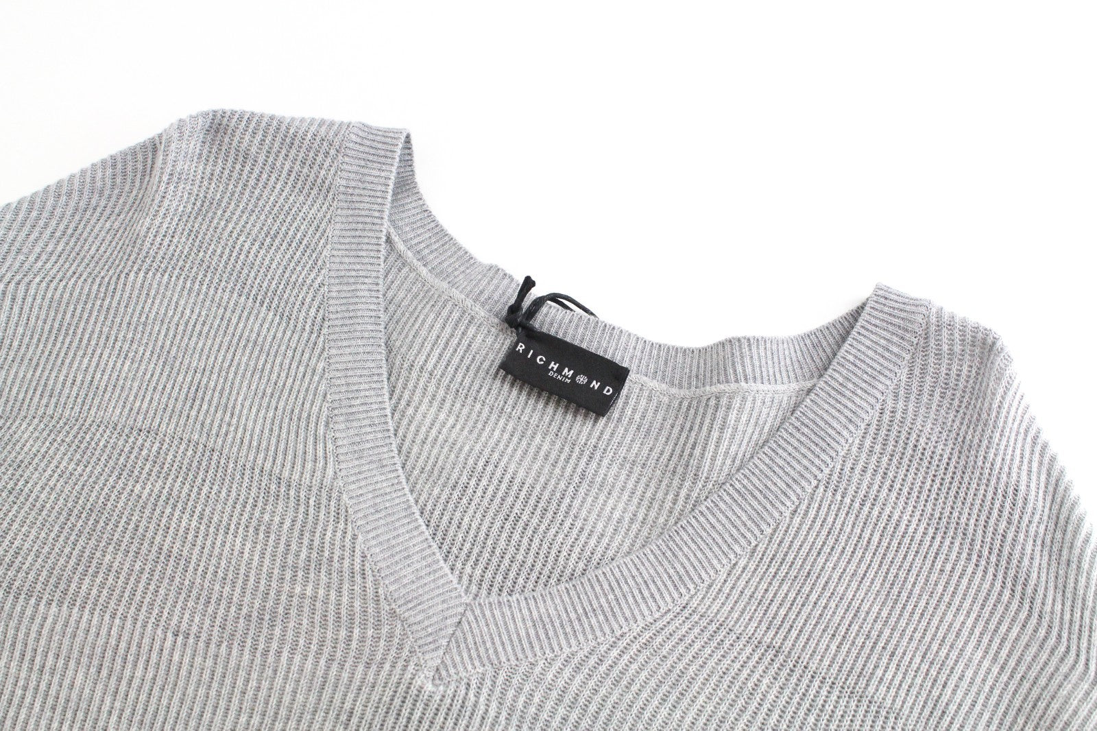 RICHMOND  Men Sweatshirt M/L Grey Pure Cotton V-neck Long Sleeved Casual