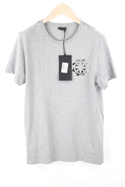 RICHMOND Men T-Shirt L Casual Grey Pure Cotton Logo Short Sleeve Pull On