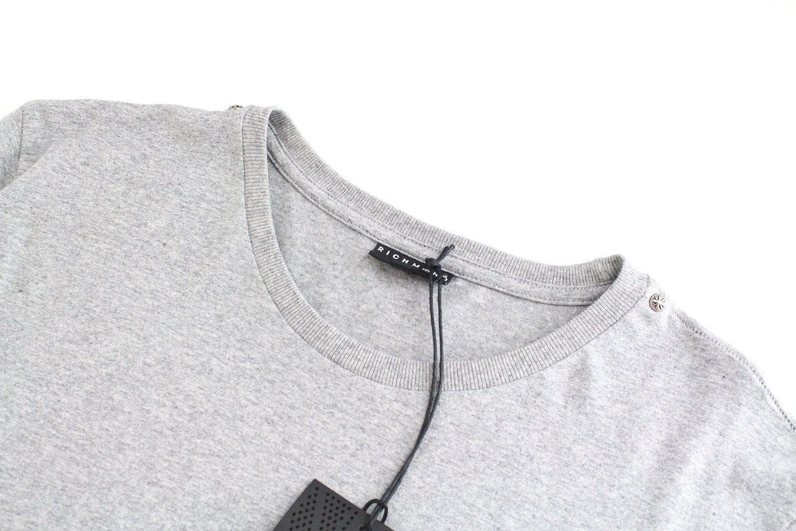RICHMOND Men T-Shirt L Casual Grey Pure Cotton Logo Short Sleeve Pull On