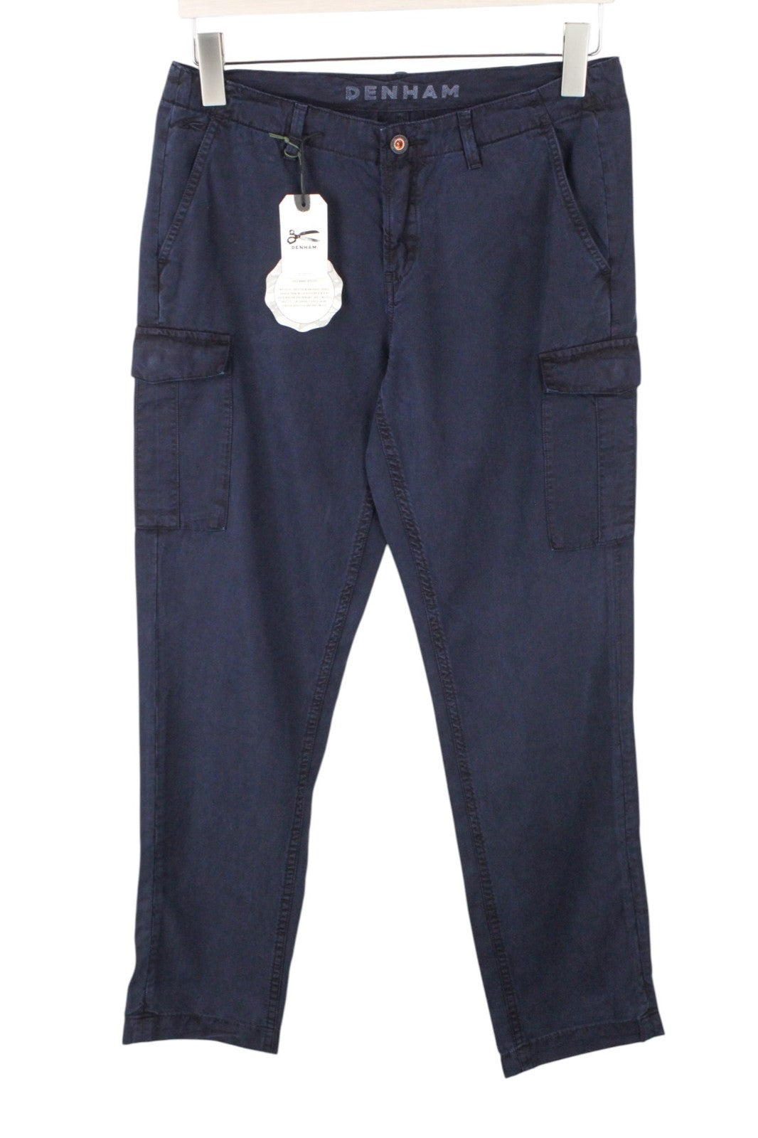 DENHAM Tara Women Trousers W24/L28 Navy Cotton Blend Cargo Casual Multi Pocket*