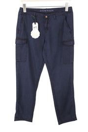 DENHAM Tara Women Trousers W24/L28 Navy Cotton Blend Cargo Casual Multi Pocket*