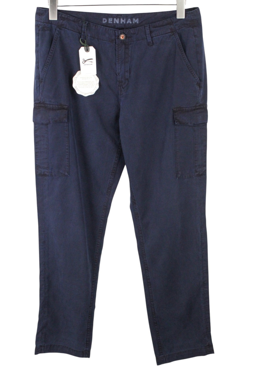 DENHAM Tara Women Trousers W27/L30 Navy Cotton Blend Cargo Multi Pocket Casual