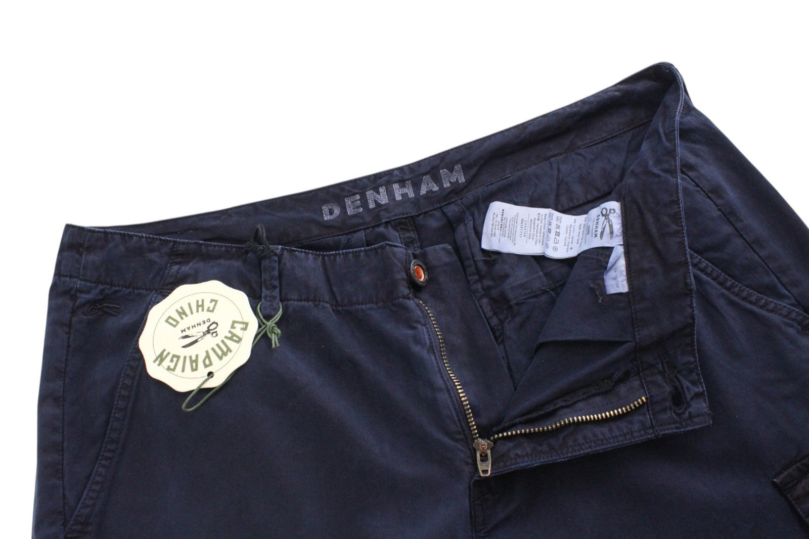 DENHAM Tara Women Trousers W27/L30 Navy Cotton Blend Cargo Multi Pocket Casual