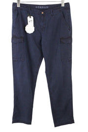 DENHAM Tara Women Trousers W25/L28 Navy Cotton Blend Cargo Multi Pocket