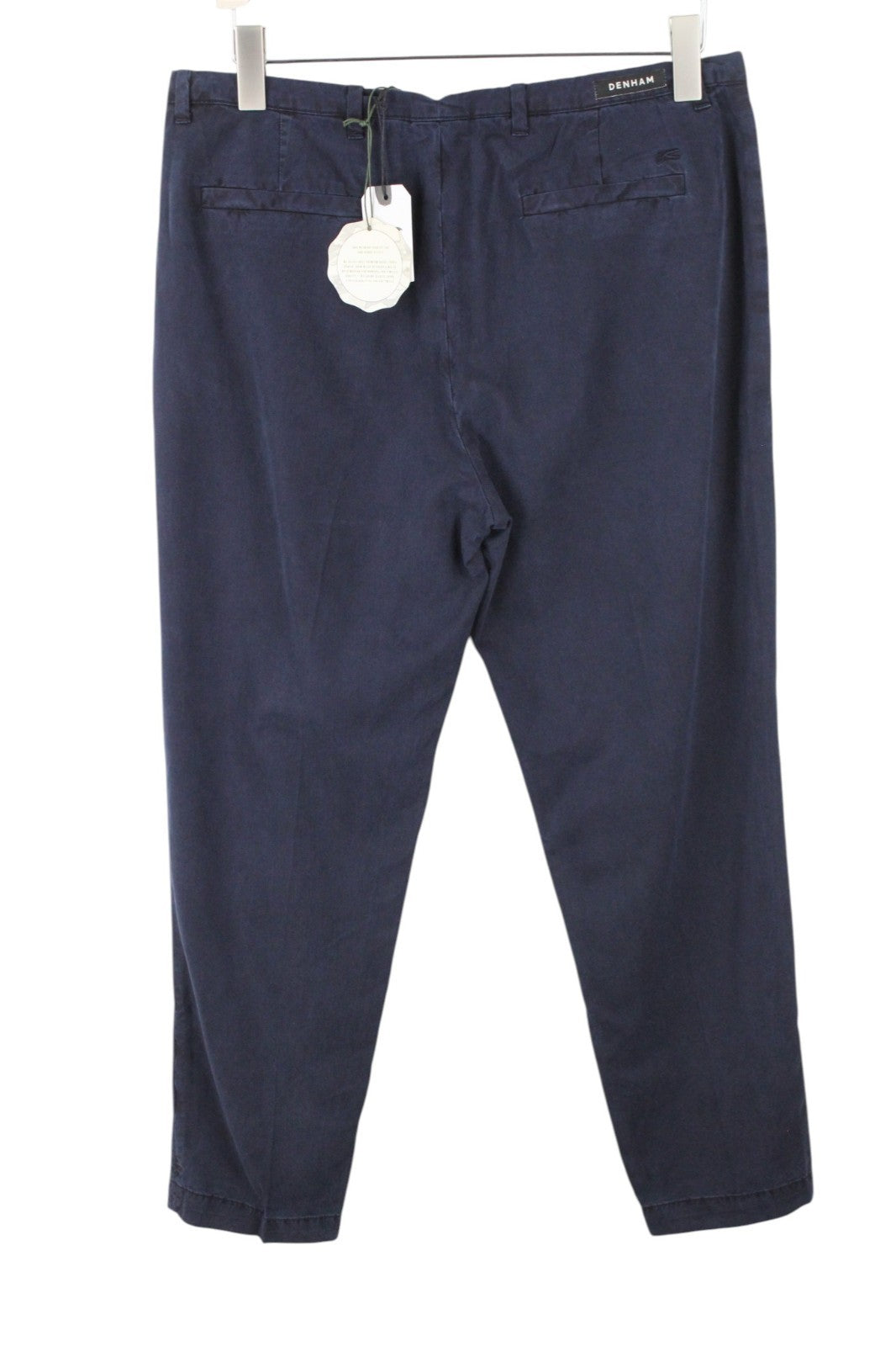 DENHAM Ocean Women Trousers XS Casual Pleated Front Navy Cotton Blend Chino