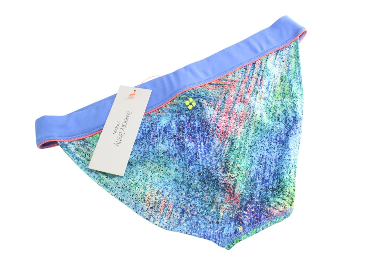 SWEATY BETTY Dive In Women Swimwear L Blue Stretch Sporty Cut Bikini Bottom