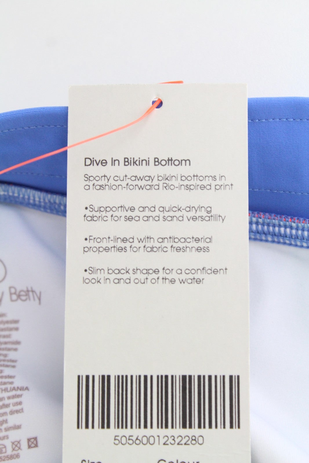 SWEATY BETTY Dive In Women Swimwear L Blue Stretch Sporty Cut Bikini Bottom