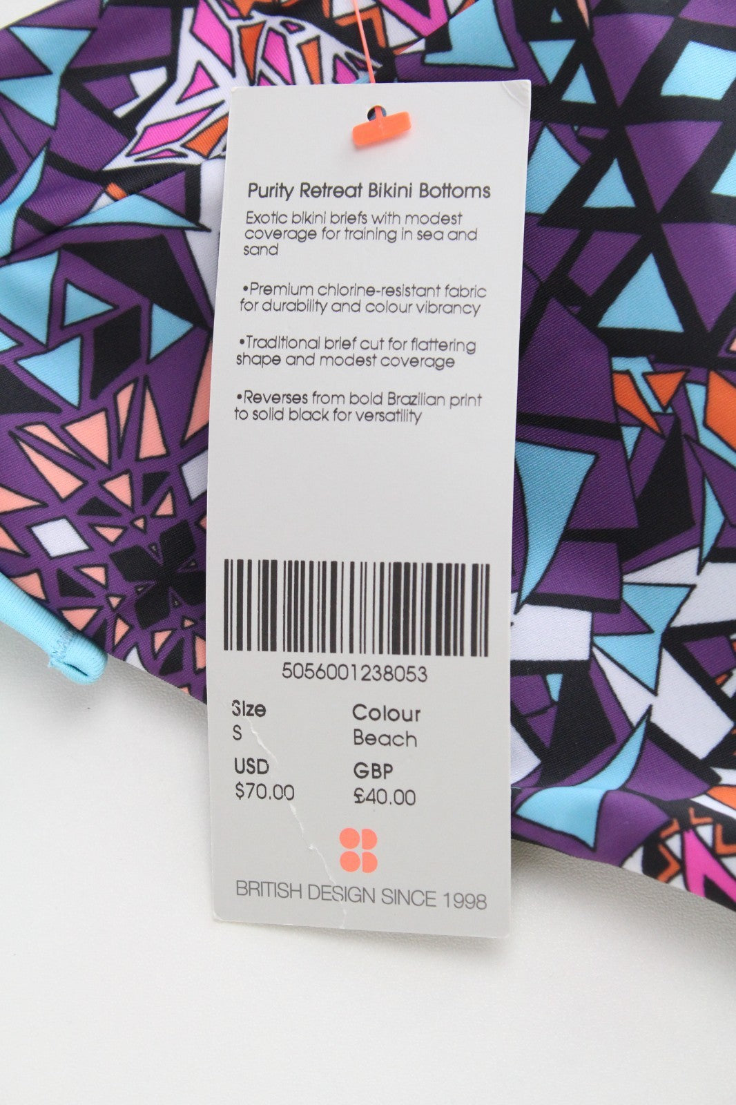 SWEATY BETTY Purity Retreat Women Swimwear S Purple Stretch Reversible Pattern