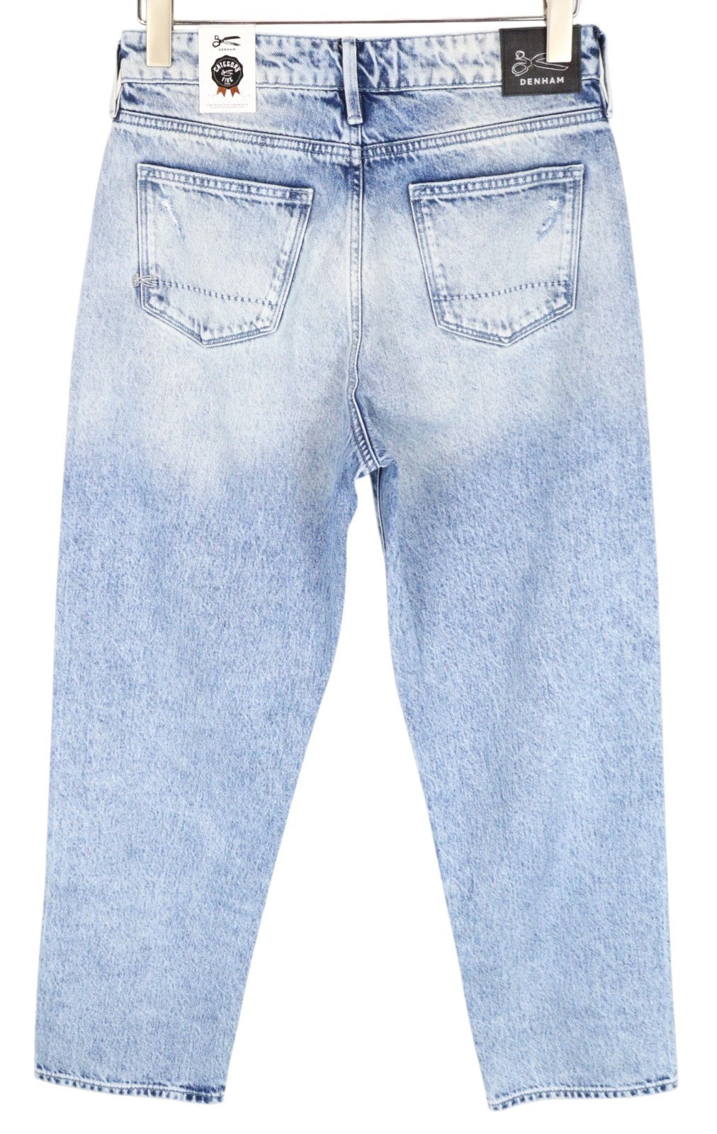 DENHAM Alex Women Jeans W25/L28 Blue Pure Cotton Wide Leg Fit Washed Denim