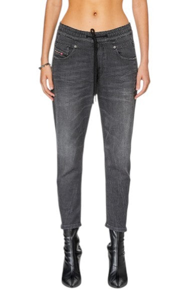 DIESEL D-Fayza Jogg 068FS Women Jeans W24 Dark Grey Whiskers Faded Cropped