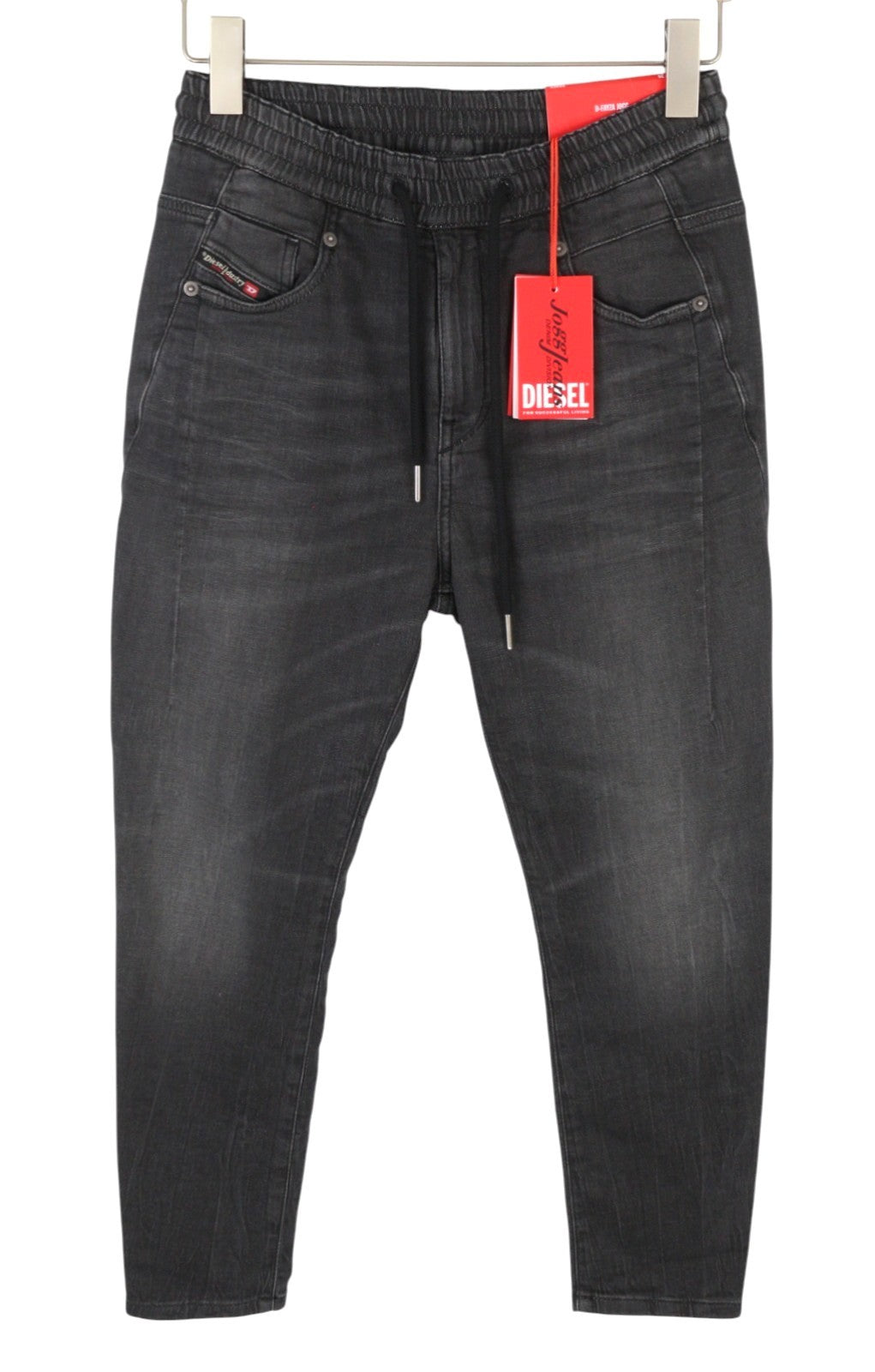 DIESEL D-Fayza Jogg 068FS Women Jeans W24 Dark Grey Whiskers Faded Cropped