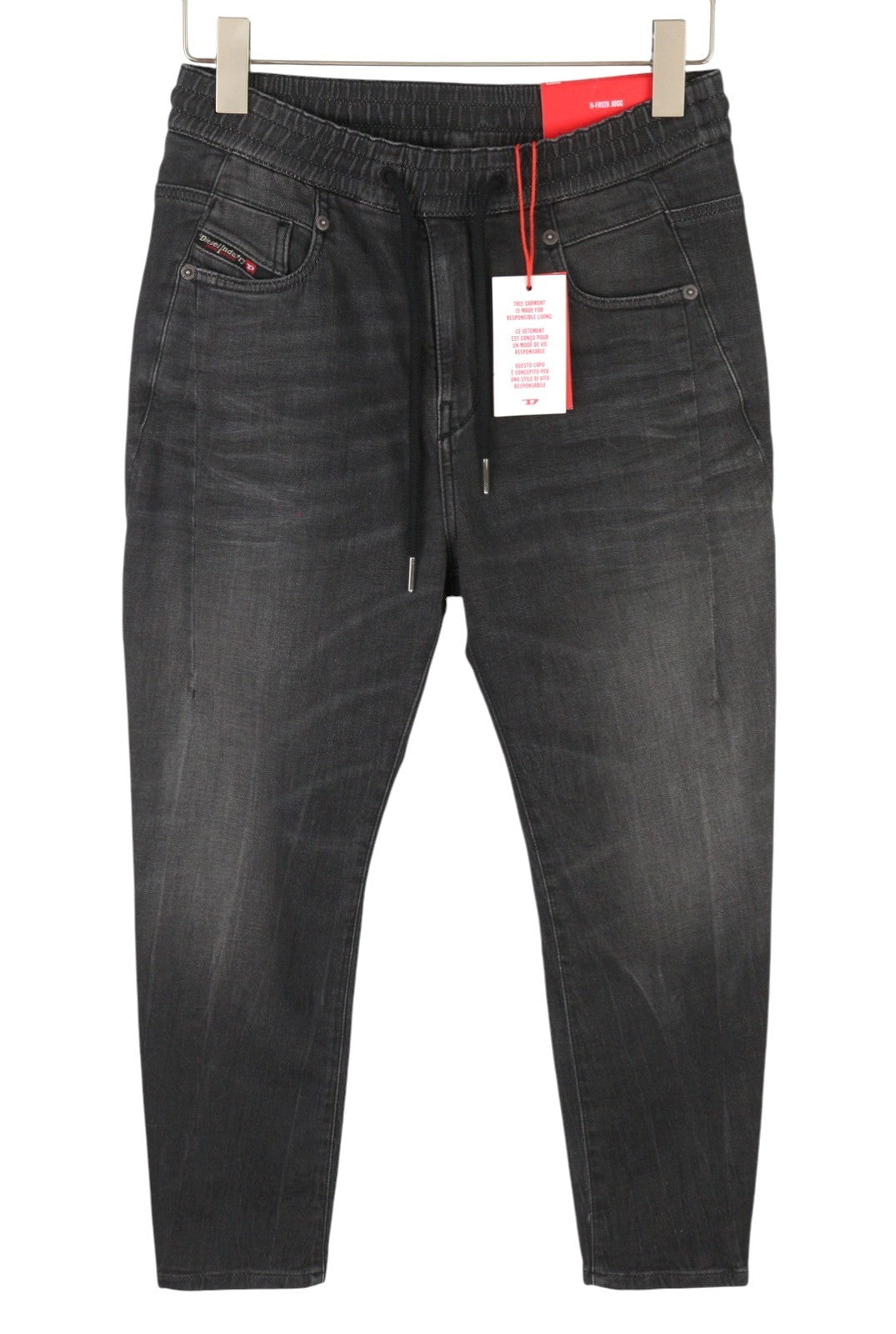 DIESEL D-Fayza Jogg 068FS Women Jeans W24 Grey Whiskers Faded Cropped