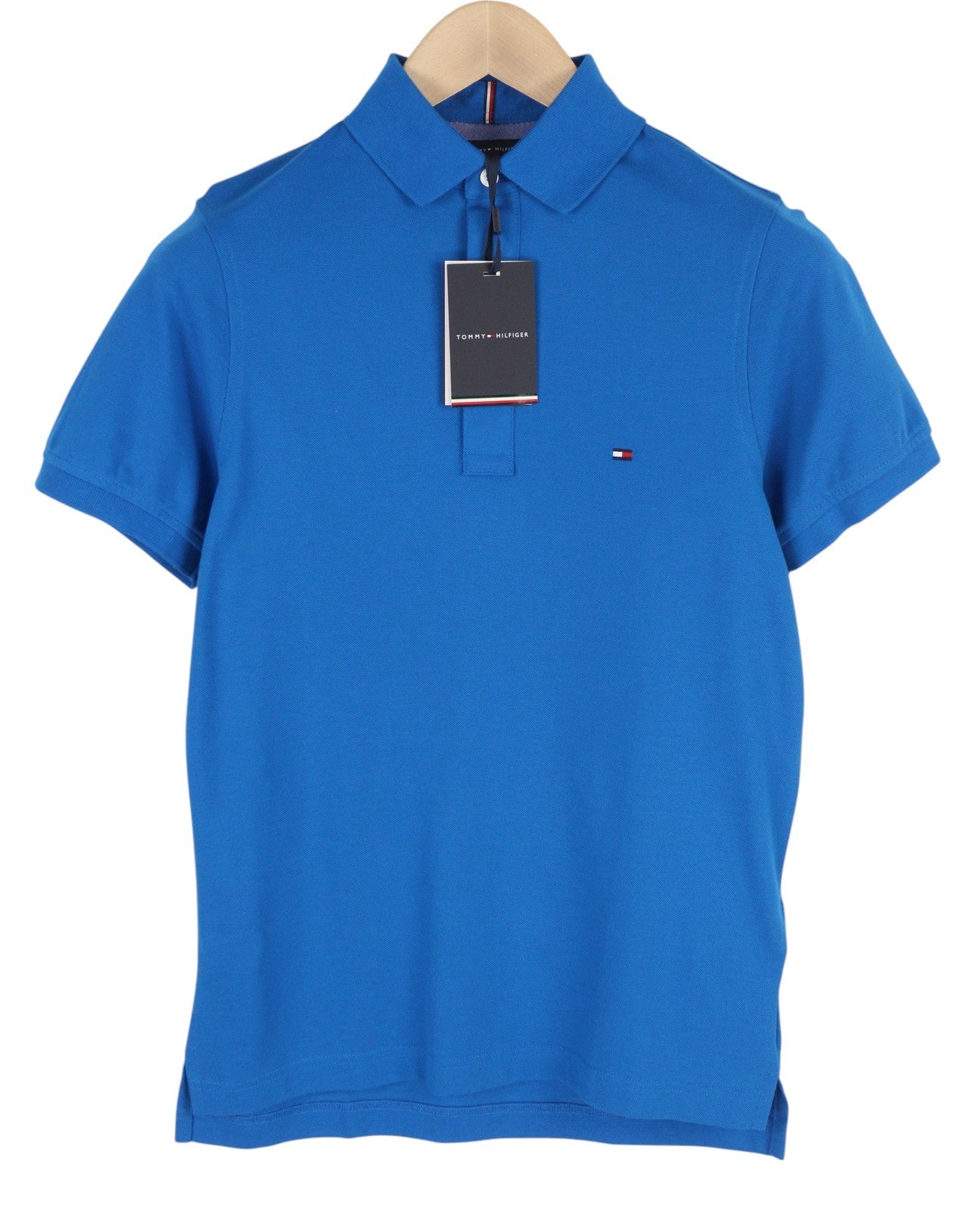 TOMMY HILFIGER Slim Polo Blue Men T-Shirt XS Short Sleeve Casual Logo